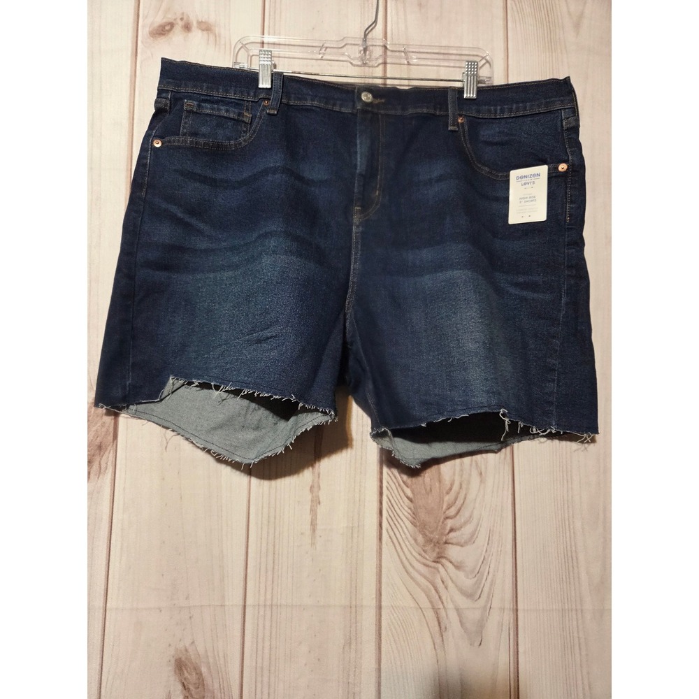 Denizen Levi's Womens 22W High Rise 5 Inch Shorts Dark Wash Cutoff Stretch Denim